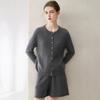 Women's Pure Cashmere Cardigan - Round Neck, Solid Color, Loose Fit, Long Sleeve Knit Sweater
