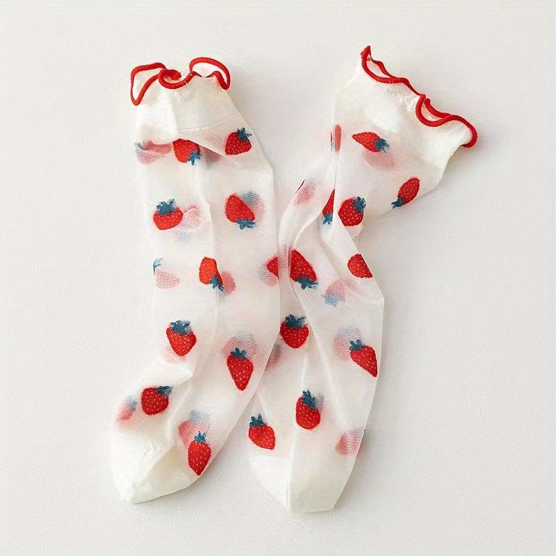 

Женские летние ультратонкие носки с принтом, фруктовые чулки, клубничные чулки, милые хрустальные носки One size