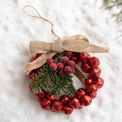 Wall Ornaments Christmas Wreath Bell Pendant Green Leaf Vintage Christmas Garland Photography Props Hanging Wreath