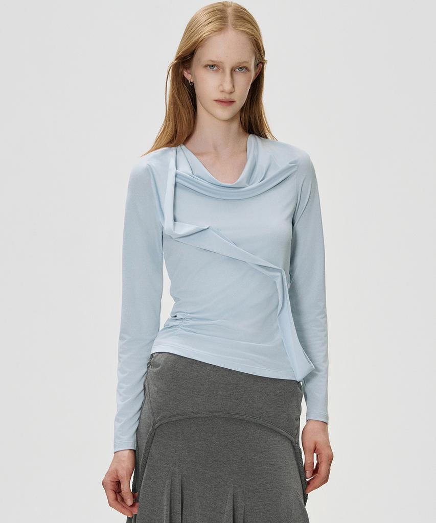 KIMZISU Draped Fold T-Shirt_Sky Blue