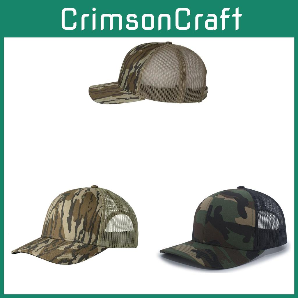 Camouflage-Netz-Baseballkappe mit breiter Krempe und verstellbarem Riemen für Freizeit für Männer und Frauen