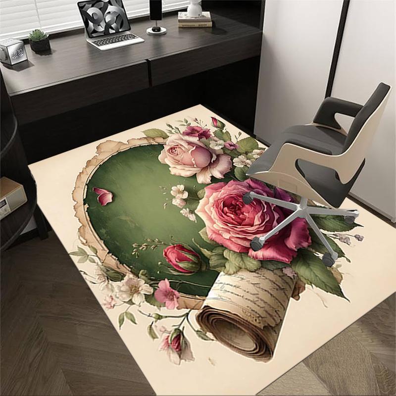 

1PC Floral Scroll Non-Slip Floor Carpet Compatible for Office&Living Room&Bedroom&Dining room - Flat- Soft & Pattern, Vibrant Colors-W238 60cm by 90cm
