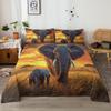 Mother Sunset And Son Elephant 4-Piece Set, Gentle And Wild African Grassland, Suitable For Bedroom Family, Decoration