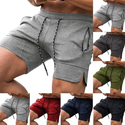 Men's Fitness Shorts Weight Lifting Squat Shorts Multicolor Zipper Pocket Training Bodybuilding Pants