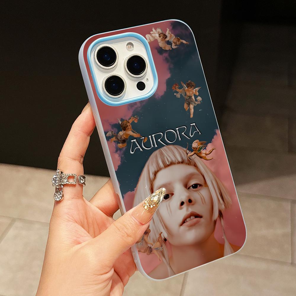 Aurora Aksnes Jelly Double Layer Light Blue Mobile Phone Case for iPhone 17 16 15 14 13 12 11 Air Pro Max Plus Protective