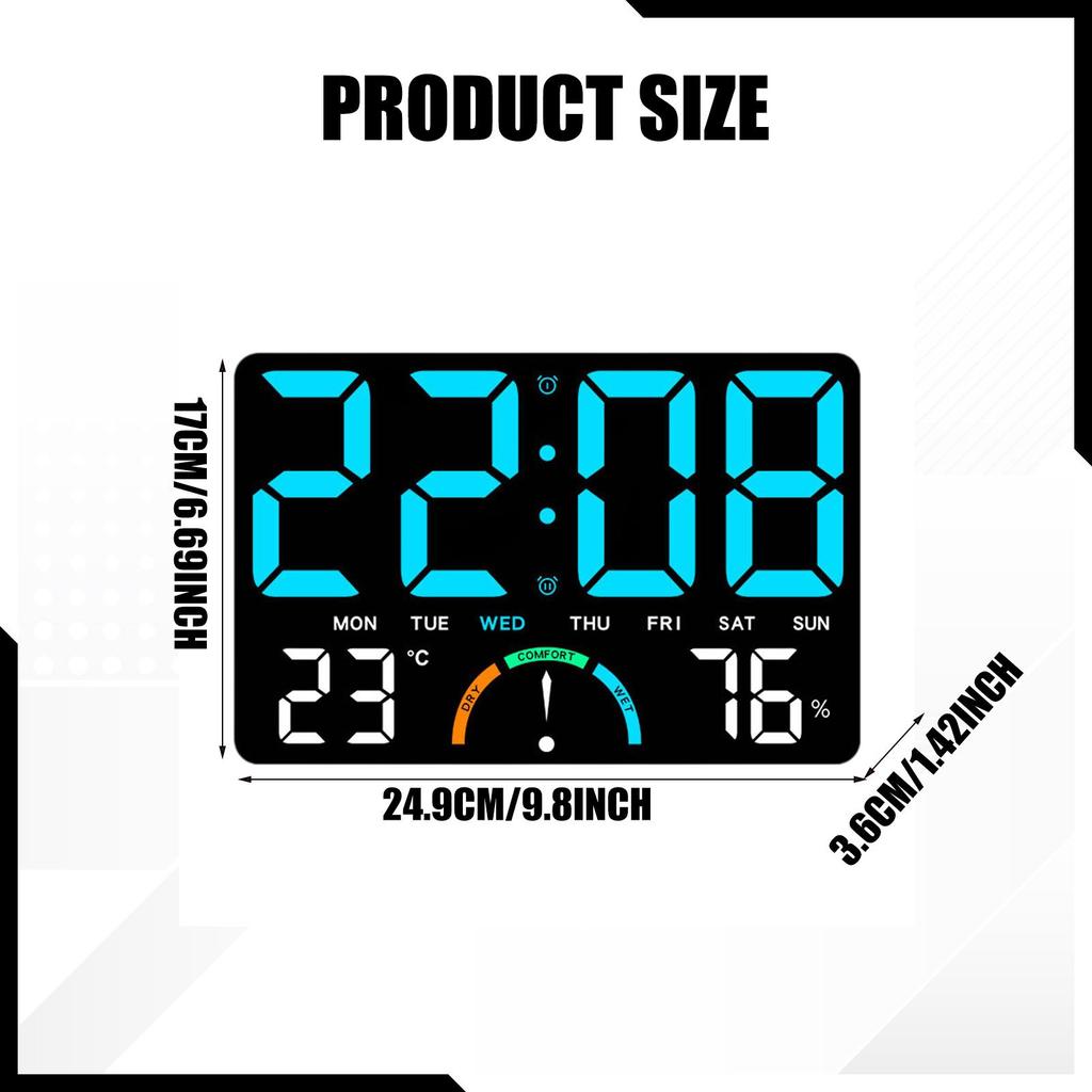 Digital Clock, LED Large Display Timer, Electronic Clock for Home Bedroom Bedside