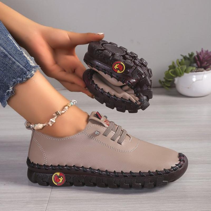 

Fashion single shoes autumn new soft sole hand-sewn bag large size casual women s one-pedal lazy shoes 45 темно-коричневого кольору