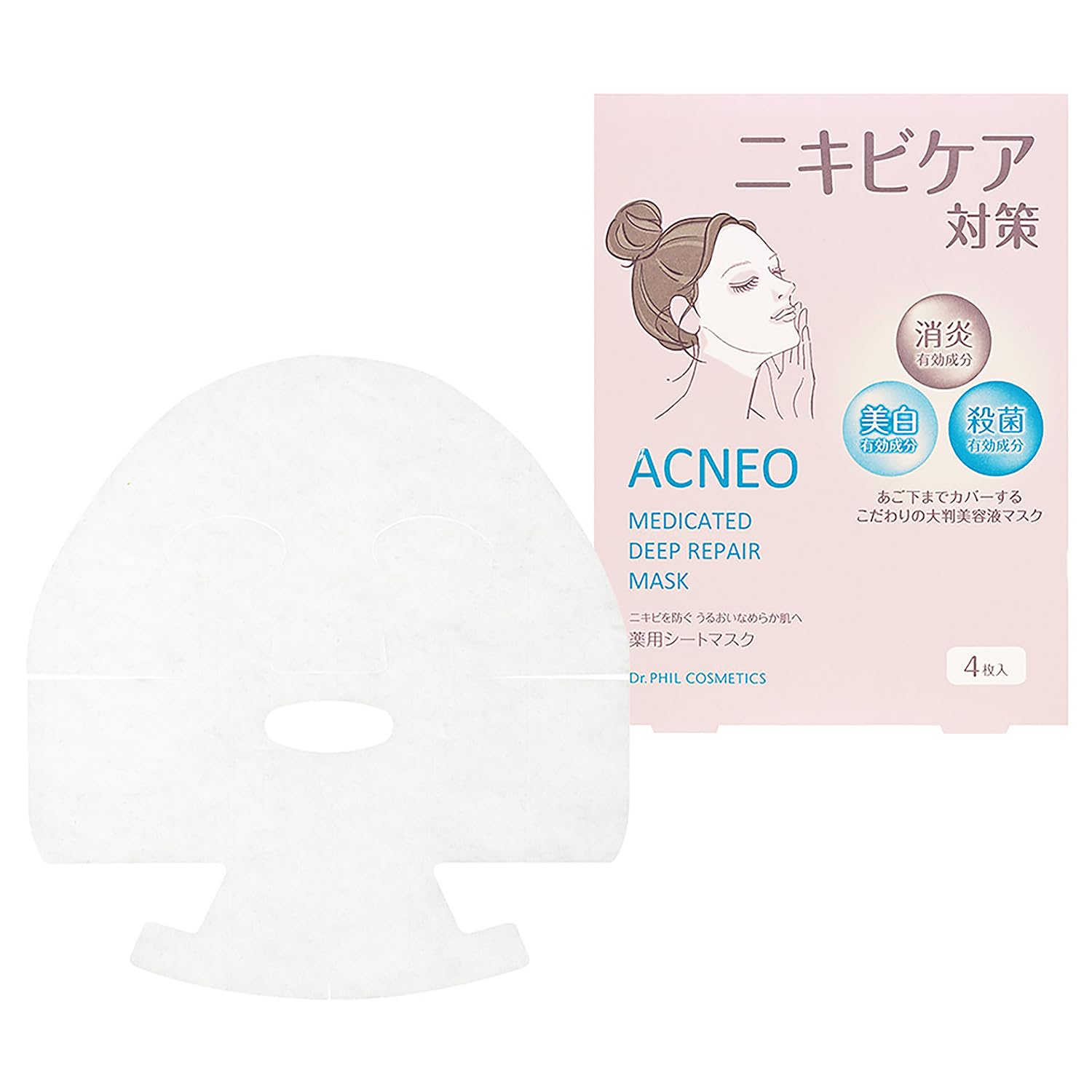 

Acneo Medicated Deep Repair Mask 26mL x 4 sheets [Quasi-drug] белый