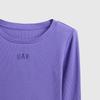 Gap Girls' Logo Embroidered Ribbed Long-Sleeve T-Shirt