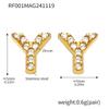 Qiong Yao 26-Letter Zircon Inlaid Jewelry Set: Gold-Plated Titanium Steel Necklace, Bracelet, Ring, and Stud Earrings.