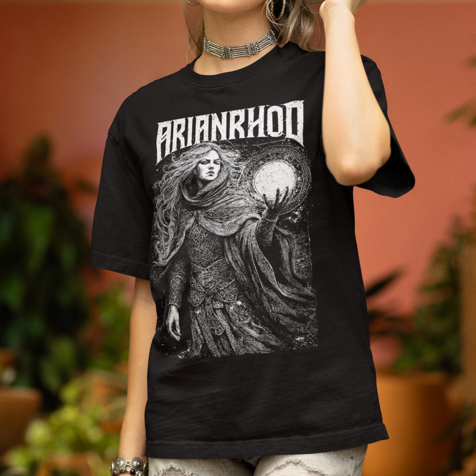 Arianrhod Shirt: Celtic Moon Goddess T-Shirt | Goddess of Fate Unisex Tee | Pagan Cosmic Magic Apparel S