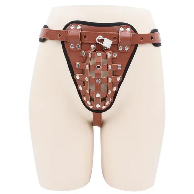 Male Chastity Belt Device BDSM PU Leather Sexy Pants Underwear Cock Lock Penis Bondage Adult Sex Toys for Men Women Erotic Games
