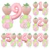 Fruit Strawberry Flower Foil Balloons with 40inch Pink Number Balloon Berry First Birthday Girl Sweet Summer Party Supplies