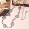 European and American Ancient Gold Blackened Western InS-style Metal Women's Waist Chain with Retro Carvings