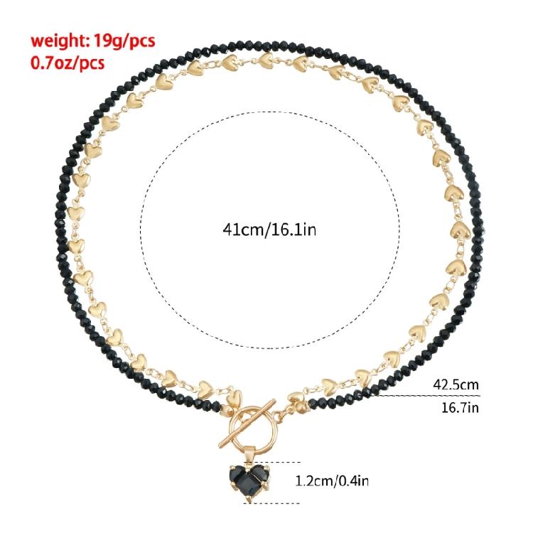 Sophisticated Zircon Heart Pendant Necklace with Black Chain Adds Elegant Charm to Any Stylish Outfits Daily Casual Use