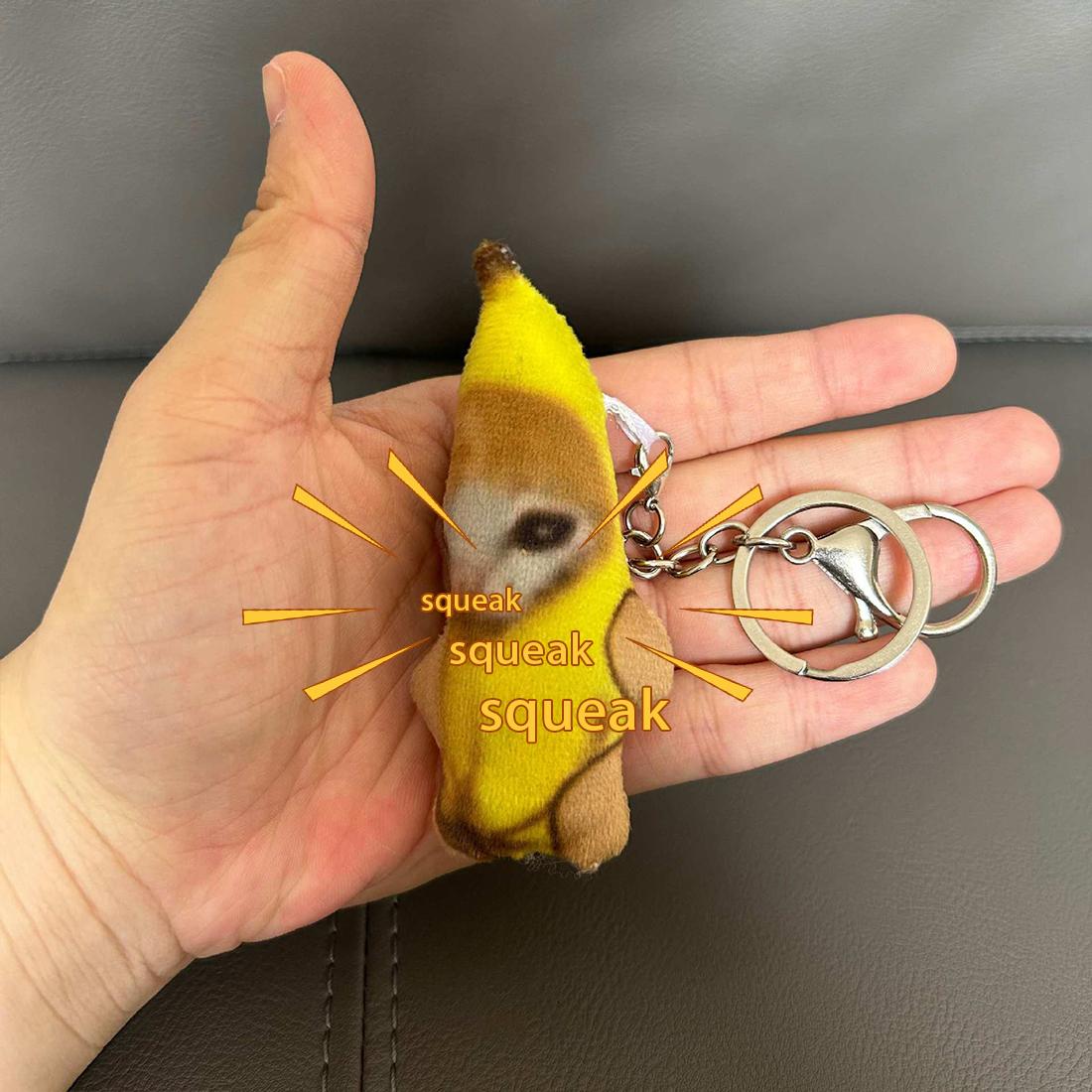 

2025 Creative Crying Cat Брелок Voice Cute Banana Crying Cat Bitter Cat Плюшева лялька Іграшка Squeaky Keychain Плюшевий брелок