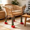 Elastic Felt Pads for Chairs 4 Pcs Christmas Table Chair Leg Covers, Striped Elf Furniture Protectors Scratch Prevention Socks, Floor