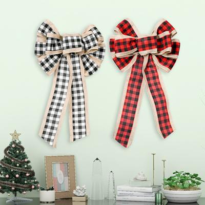 Large Christmas Bow Red Black Buffalo Plaid Christmas Wreath Bows Christmas Tree