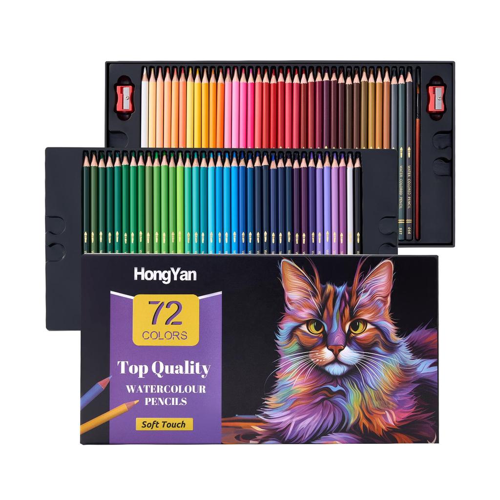Water-Soluble Colored Pencil Set: 48-72 Colors for Professional Doodling and Hand-Painting
