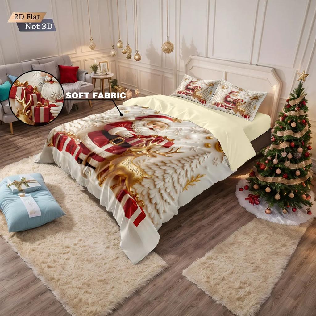 3Pcs Merry Christmas Snowman Bedding Set 3D Printed Coreless Multi Size Bedroom Home Decoration Machine Washable New  Gift