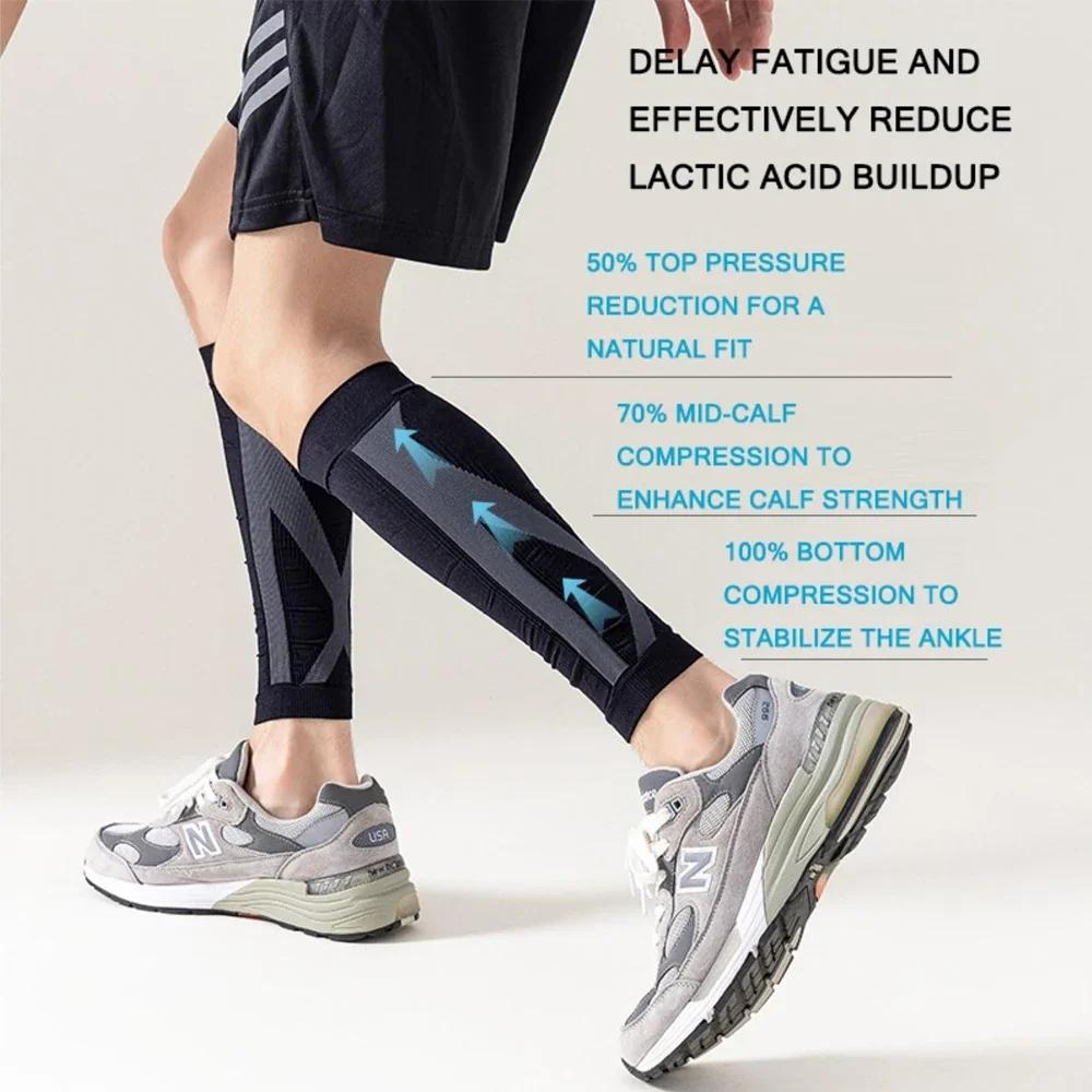 1Pair Calf Compression Sleeves For Men Women - Footless Compression Socks Support For Varicose Vein, Nursing, Pregnancy, Running