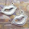 Q3209 Antique Silver Alloy Lip Charms, 24x26mm, 100pcs, 2.4g, for DIY Jewelry Making