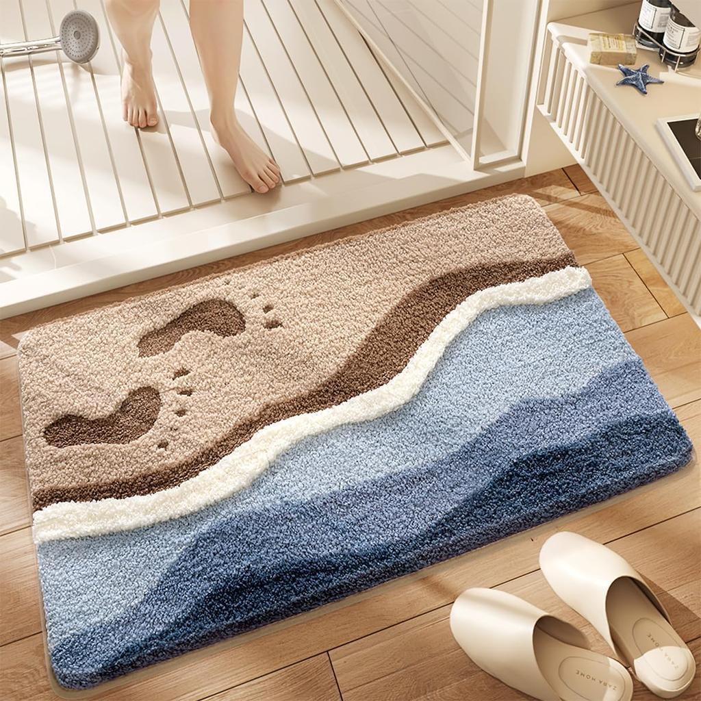 Faux Cashmere Bathroom Mat Entrance Anti Slip Water Absorbent Cartoon Starfish Shell Carpet Home Decoration