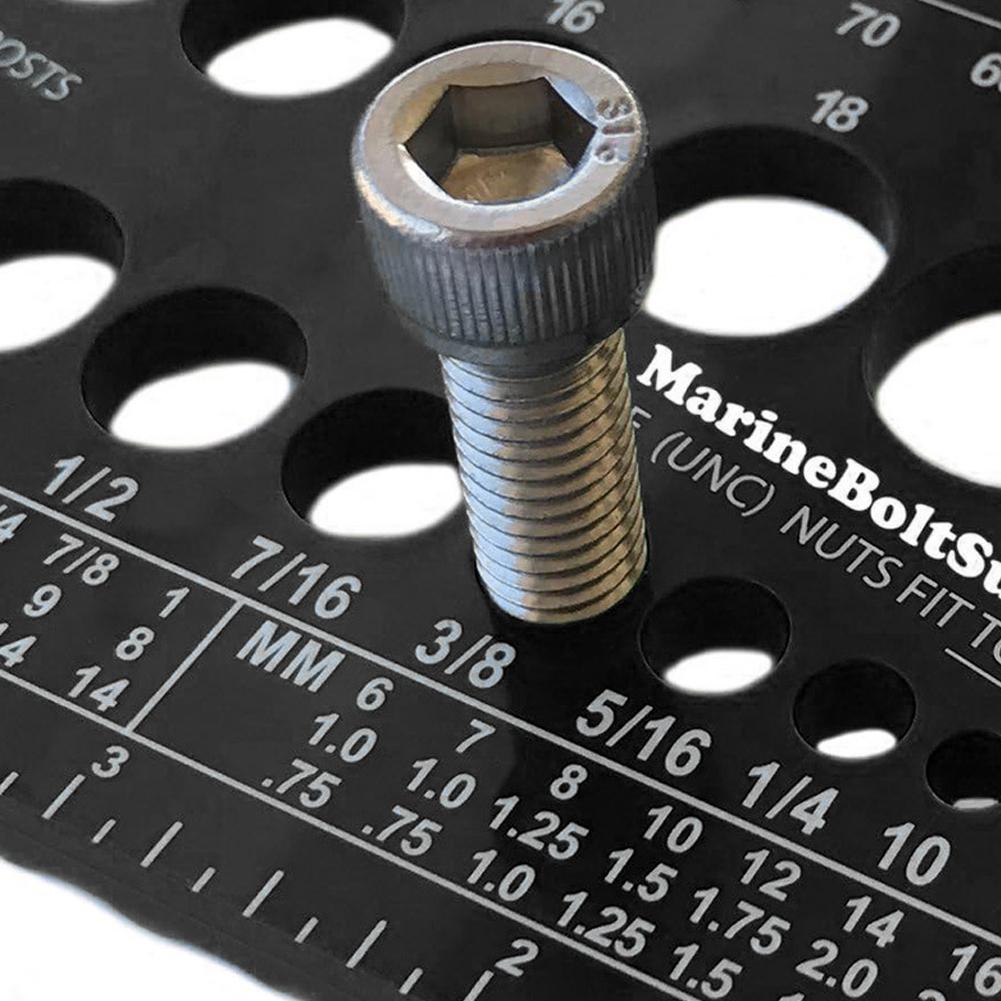 Mutter Bolt Størrelse Checker Gauge for metrisk og imperial gjengetester Enkelt verktøy for identifisering av størrelse