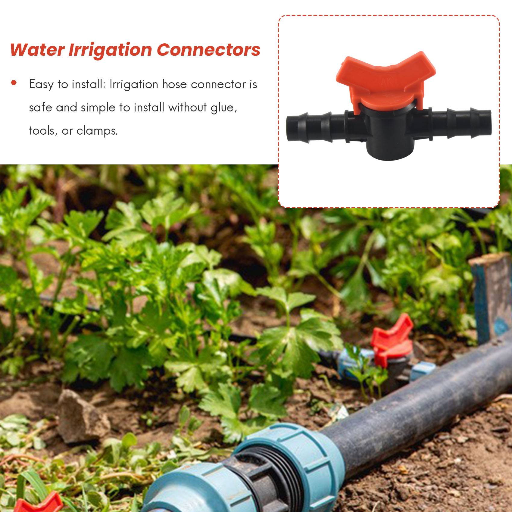 Irrigation Fittings Kit, Irrigation Barbed Connectors For 34 Piec Irrigation Water Hose Connector чёрный