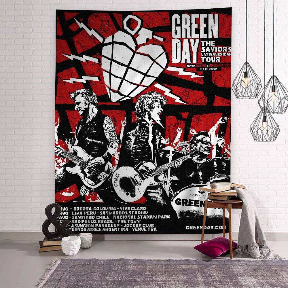 

Rock Band GGreen Day Printed Large Wall Tapestry Art Science Fiction Room Home Decor Decor Blanket 74x94cm(29x37in)