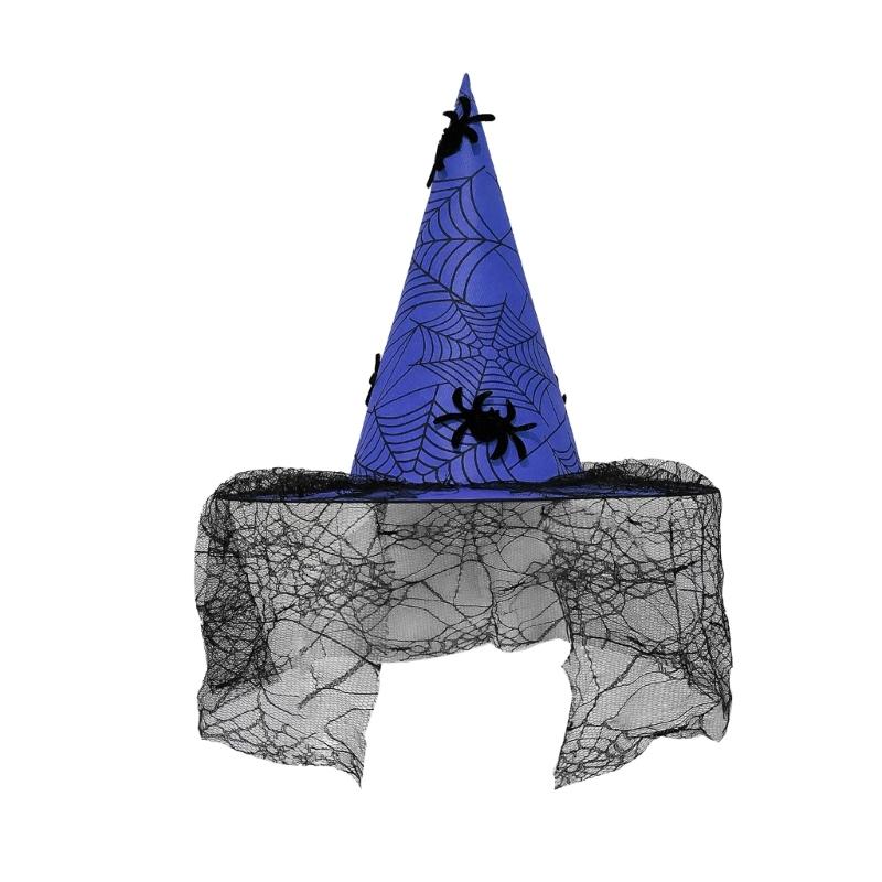 Cosplay Costume Witch Hat Mesh Wizard Hat for All Age Halloween Party Hat Role Play Witch Hat Cloche Hat Headwear