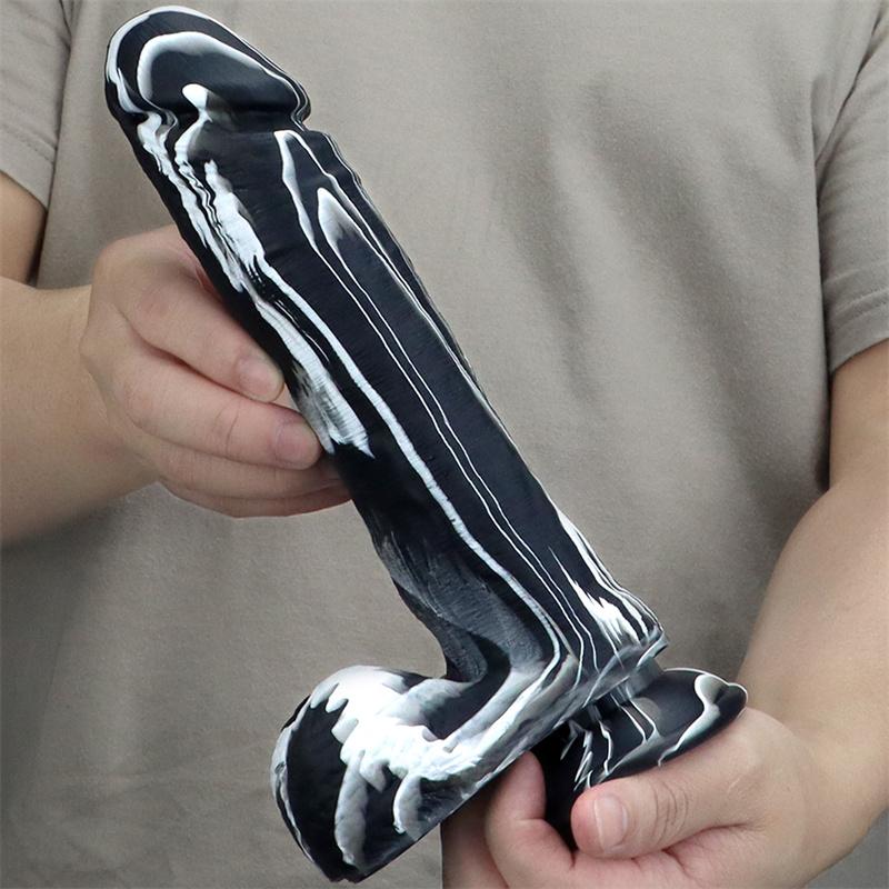 Simulation Liquid Silicone Phallus Sucker Oversized Super Soft Thick Black Female Big Penis Soft Sex Props Masturbation Stick