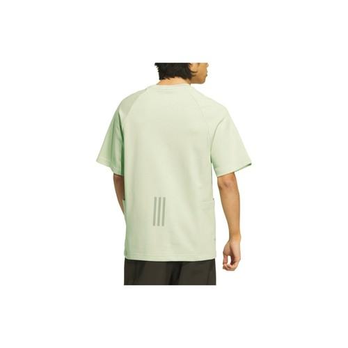 adidas Quick-Dry Striped Sports Casual Short-Sleeve T-Shirt Unisex Linen Green