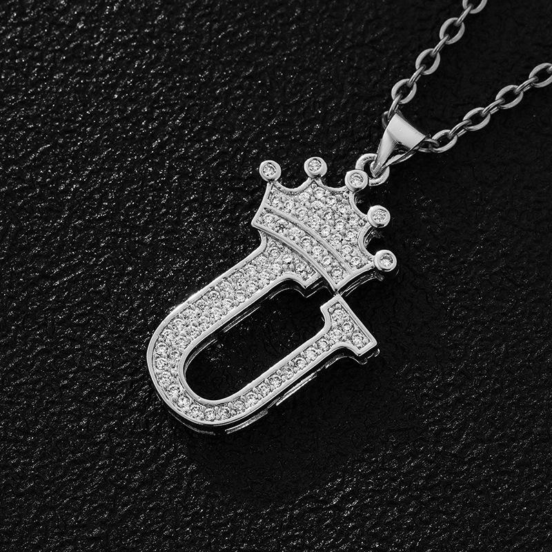 Fashion Luxury A-Z Crown Alphabet Pendant Chain Necklace Punk Style Lucky Initial Name  Best Party Wedding Birthday Gift