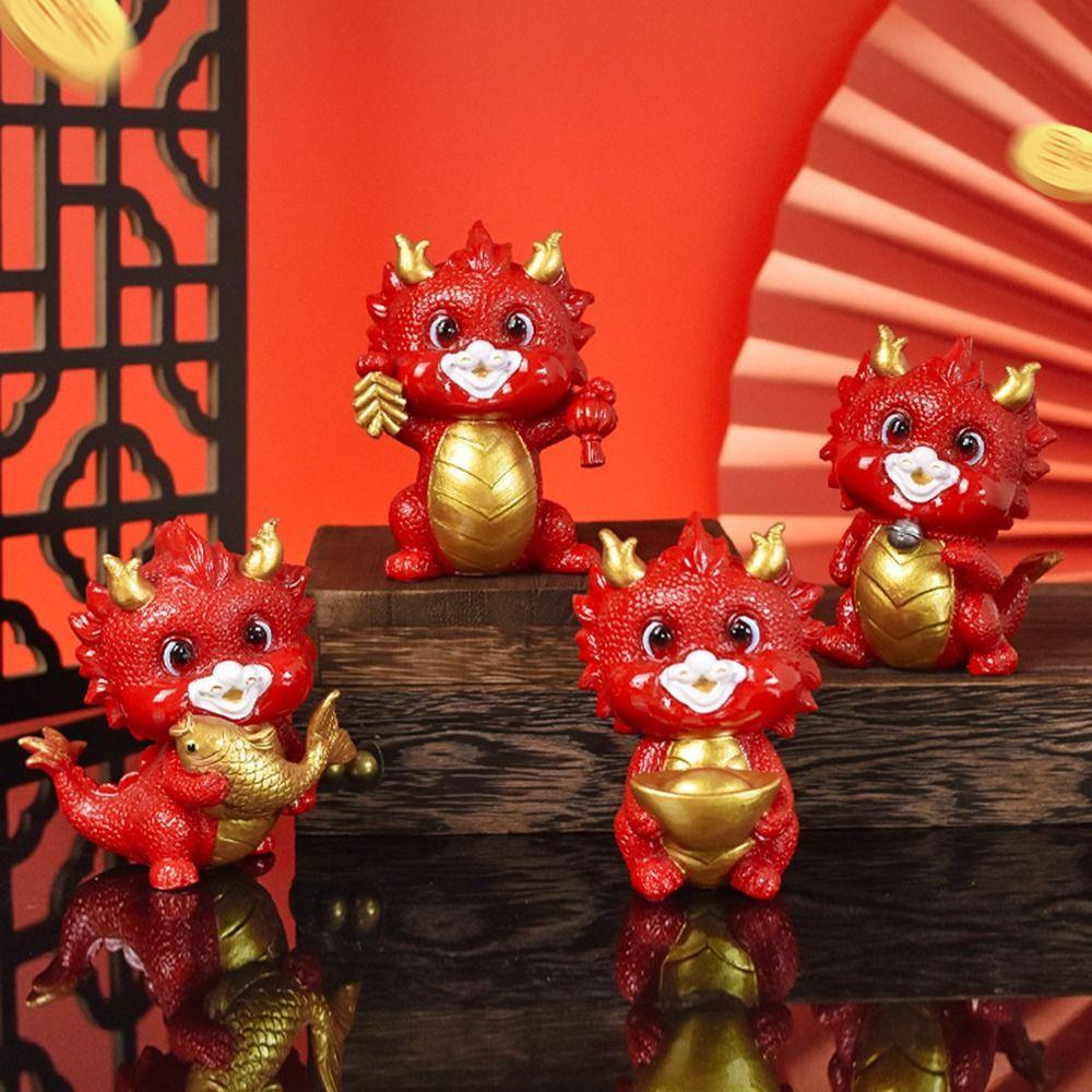 Resin Chinese Zodiac Dragon Statue Handcraft Miniature New Year Ornament National Tide Micro Landscape Mascot Decoration Hoom