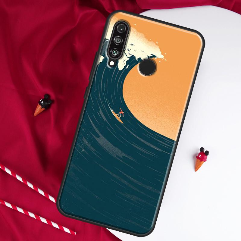 Surfing Wave For Huawei Nova 12i 11i 8i 12s 9 10 SE Y90 Y60 Y70 Y72 Y61 Y91 P20 P40 P30 Lite P60 Pro Case