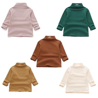 Children Girls Casual All-match Solid Color Long Sleeves Turtleneck Cotton Bottoming Shirt