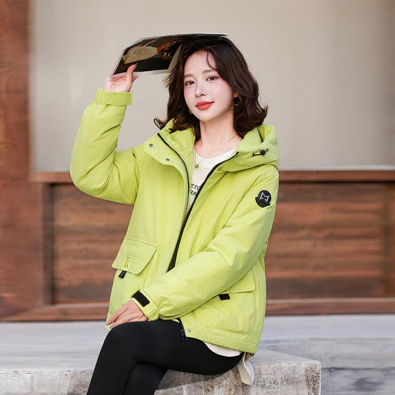Small jacket tooling short autumn and winter Korean version new hooded jacket casual loose jacket cotton clothes