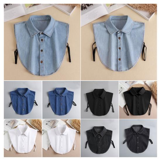 Denim Fake Collar Lapel Women Easy Button-On Shirt Collar Sweaters Dresses Jackets Layering Accessory