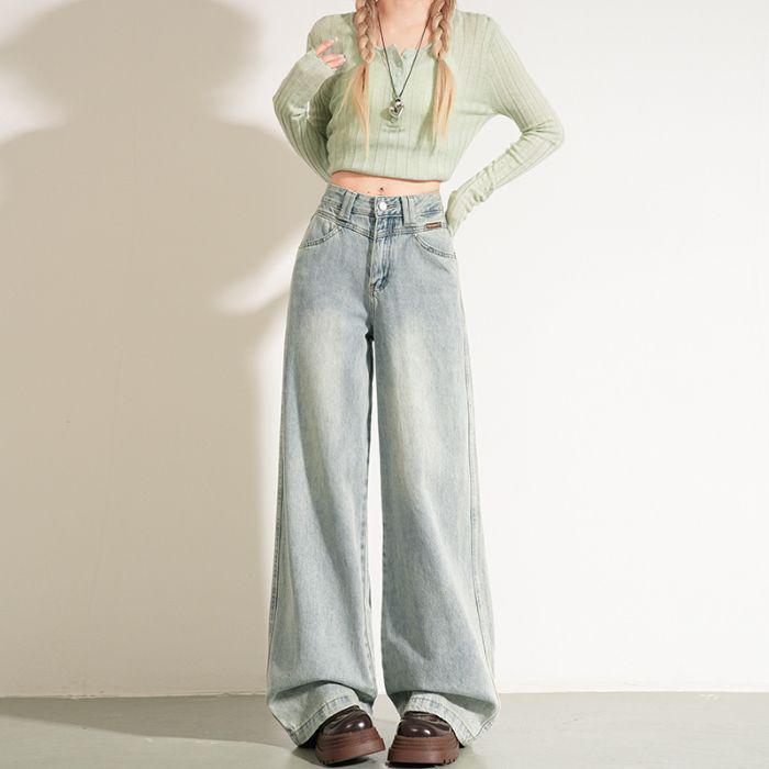 Women s High-Waisted Light Blue Wide-Leg Jeans, Summer 2025 Collection Small