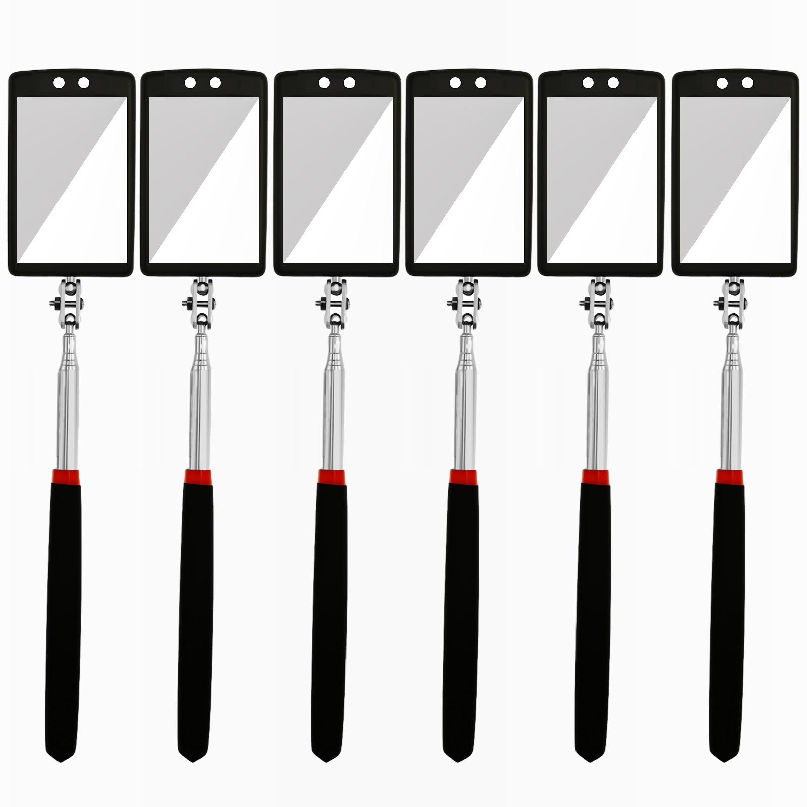 6Pcs LED Telescoping Inspection Mirror Stainless Steel LED Mechanical Mirror Tool 360 Degree Rotation Visual Reflector for Car