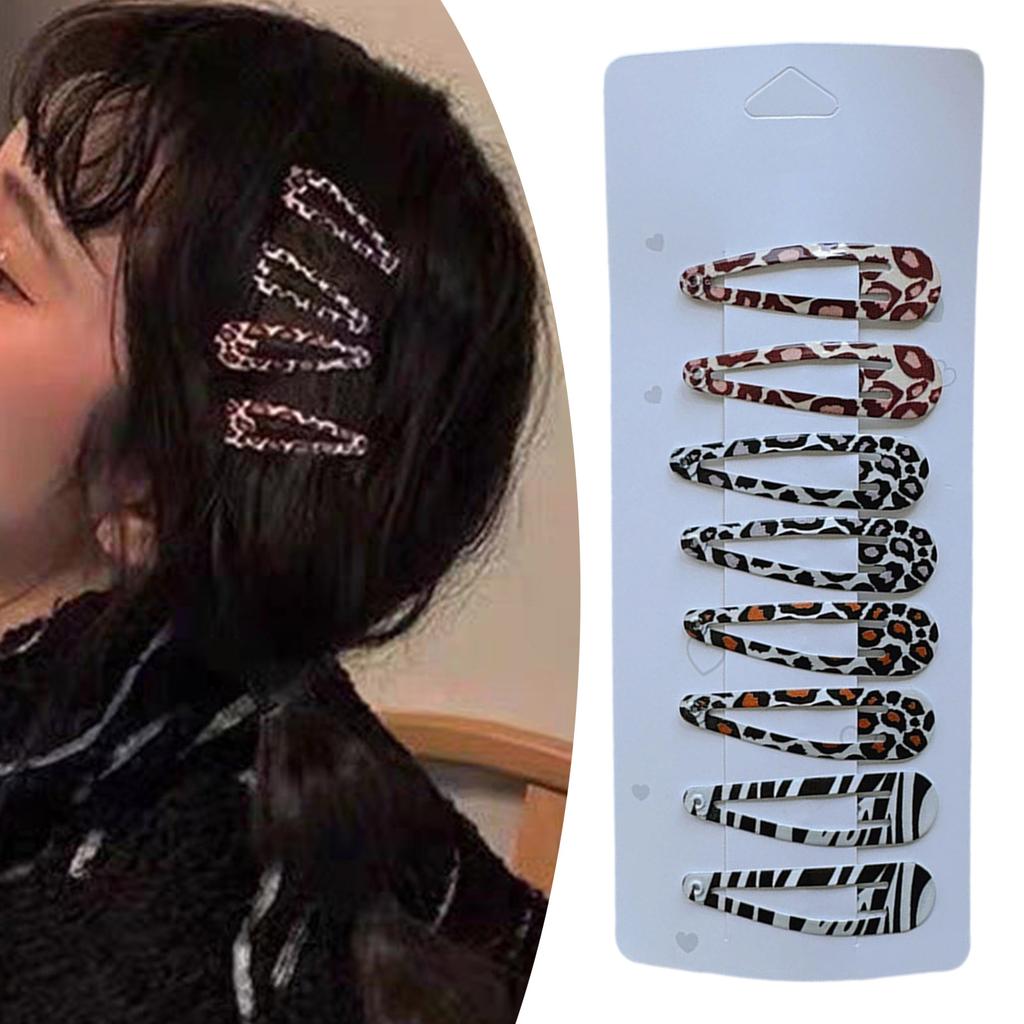 Pack of 8pcs Metal Snap Hair Clips Star Water Drop Barrettes Non Slip Leopard Print Hair Ornament For Women Girls