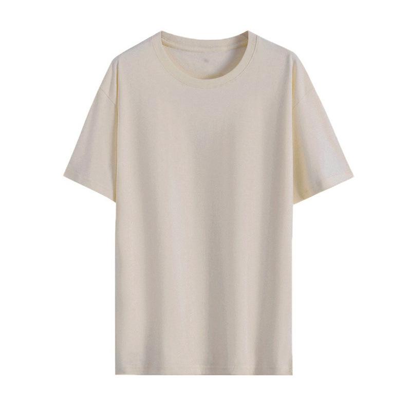 Custom Logo Summer Cotton T-shirt, Loose Round Neck, Short Sleeve, Class Uniform, 190g Ribbed Collar