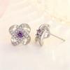 New Fashion Exquisite Zircon Hollow Weave Petal Stud Earrings Women Jewelry Gift 925 Sterling Silver Wedding Rhinestone Ear Stud