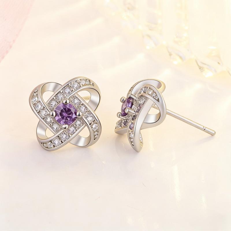 New Fashion Exquisite Zircon Hollow Weave Petal Stud Earrings Women Jewelry Gift 925 Sterling Silver Wedding Rhinestone Ear Stud