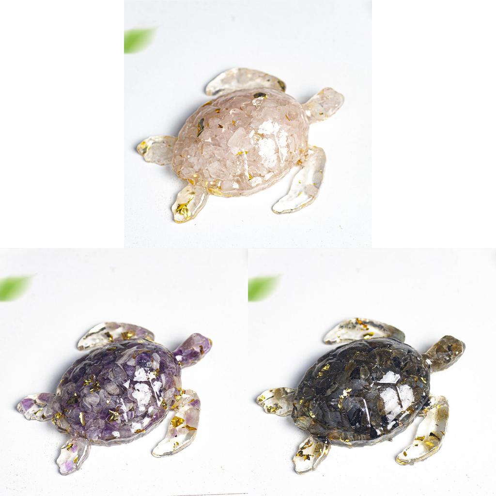 Natural Water Crystal Turtle Sculpture Resin Craft Tabletop Lucky Charm For Home And Office Use