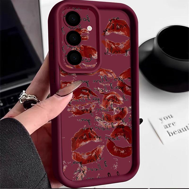 Moderne Kiss Lips Print Hülle für Samsung A57 A37 A27 A17 S26 Ultra S25 FE A56 A36 A26 A16 A55 A35 A25 A54 5G S21 S22 S23 S24 Plus Stoßfeste Abdeckung