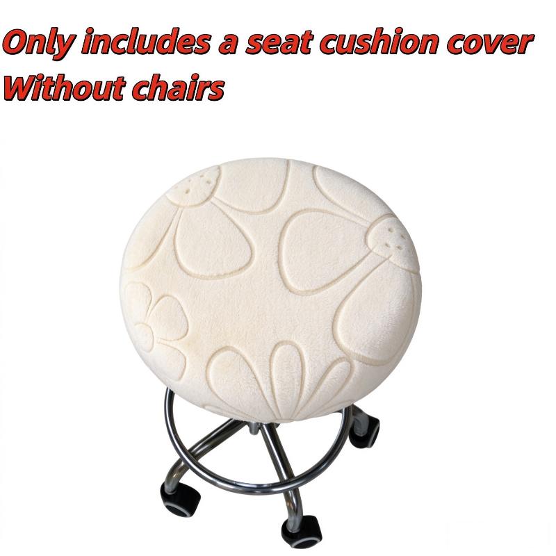 1Pcs Thickened Stretchable Round Chair Cover Elastic Bar Round Stool Cover Solid Color Washable Stool Cushion Cover