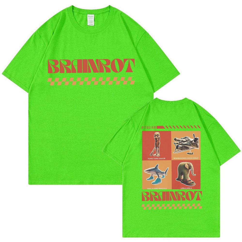 Italienisches Brainrot T-Shirt Tralalero Tralala Tung Tung Tung Sahur Bombardiro Krokodil Lirili Larila Lustiges Oversize Baumwoll-T-Shirt