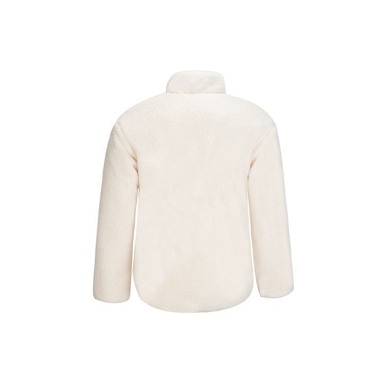 Anta Winter Lamb Fleece Warm Stand Collar Sports Jacket Men Jackets Vanilla-White 952138701-1